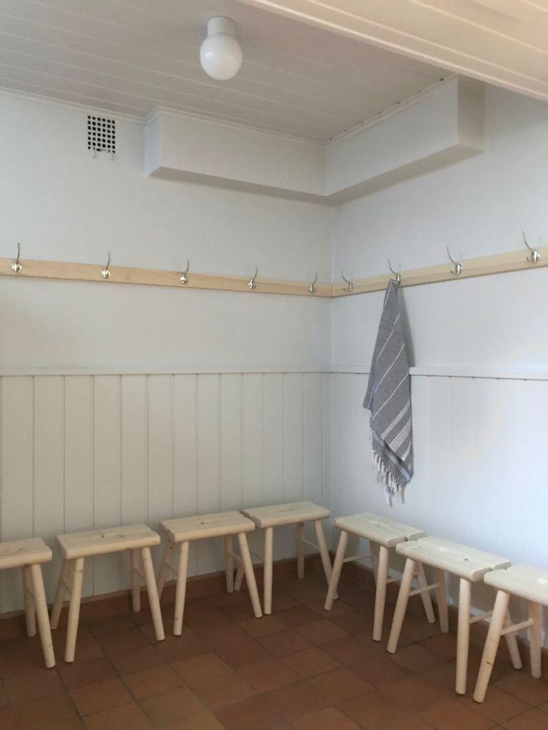 Changing room in Teurastamo sauna