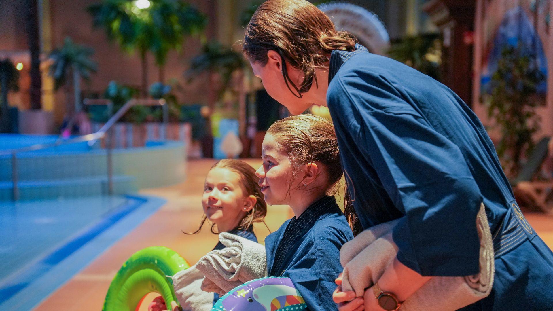 Family at the Flamingo Waterpark.