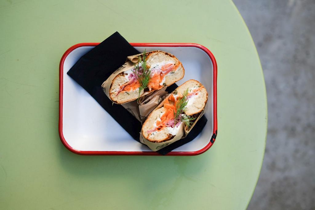 Yeastie Boi's Cox Stock n Smokey - Smoked carrot, pickled red onion, vegan spread with capers, lemon & dill.