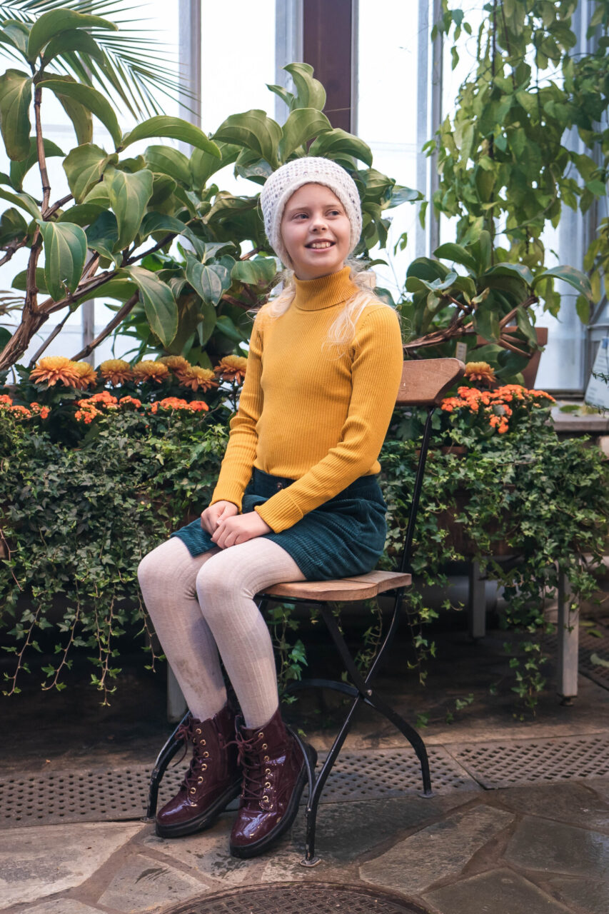 Little girl in Winter Garden in Helsinki