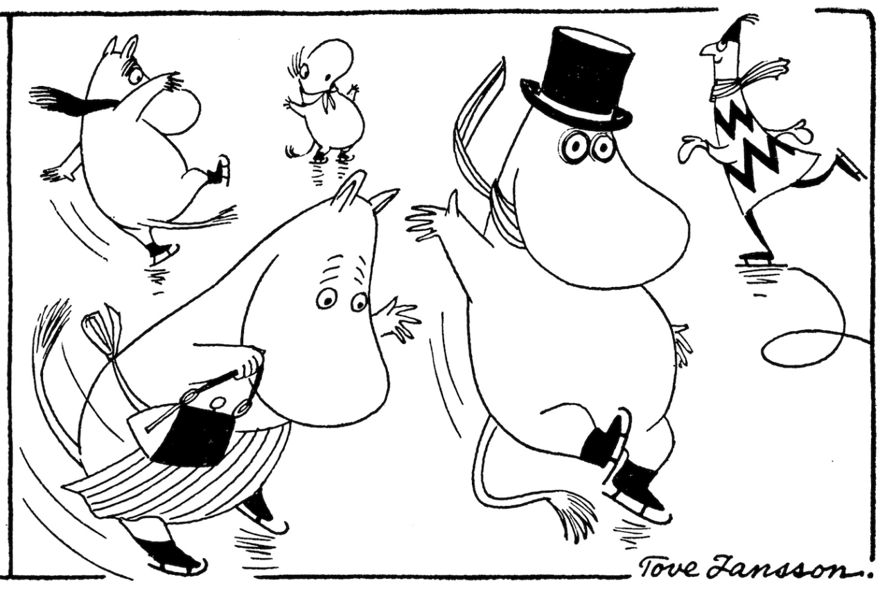 Ice-skating Moomins
