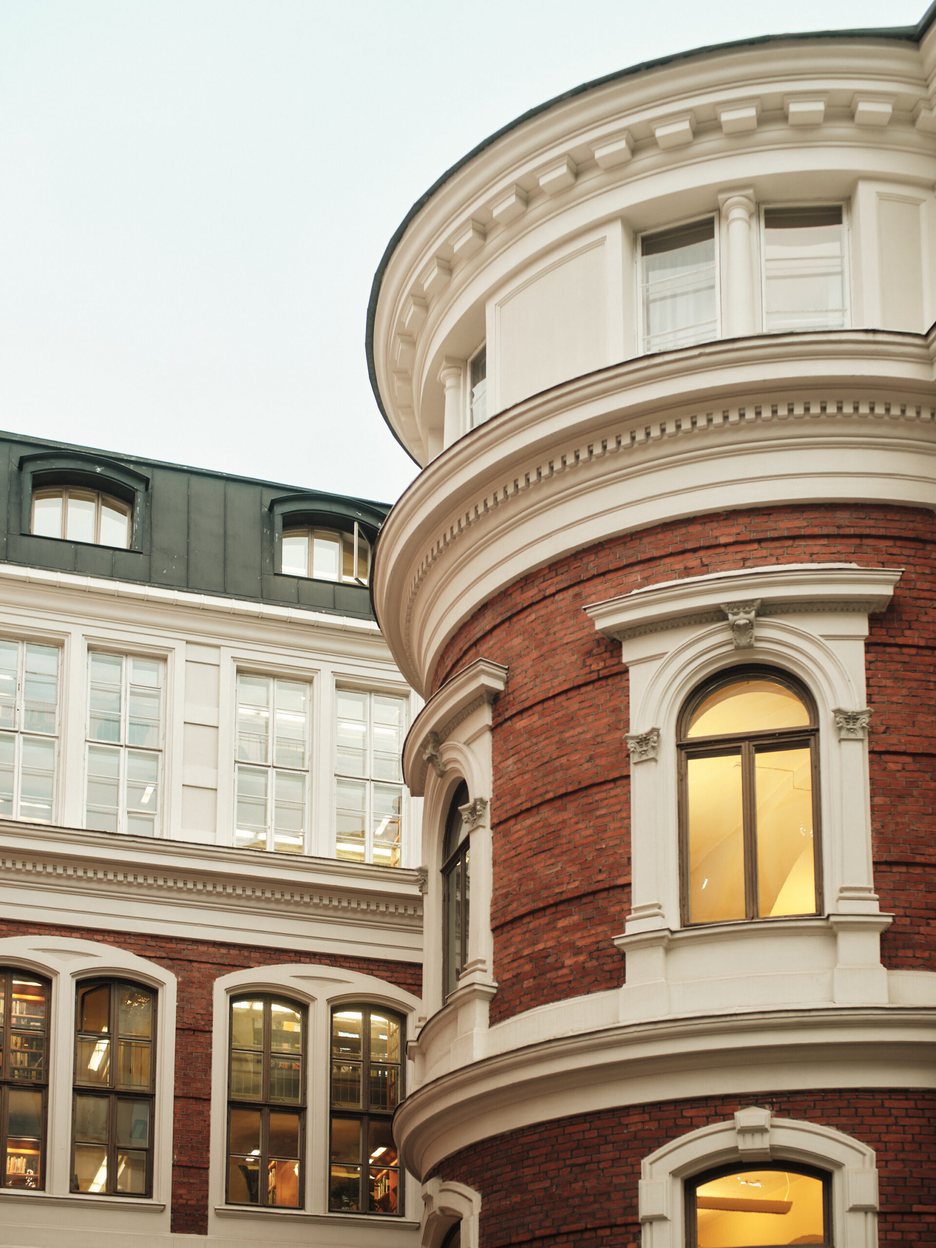 Historic brick building with modern architecture