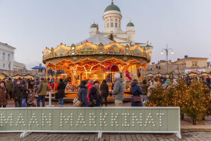 Merry-go-round at Tuomaan markkinat Christmas market in Helsinki
