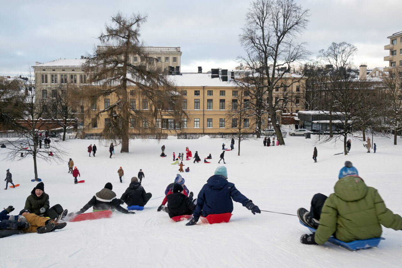 Sledding hill in Sinebrychoff Park in Helsinki