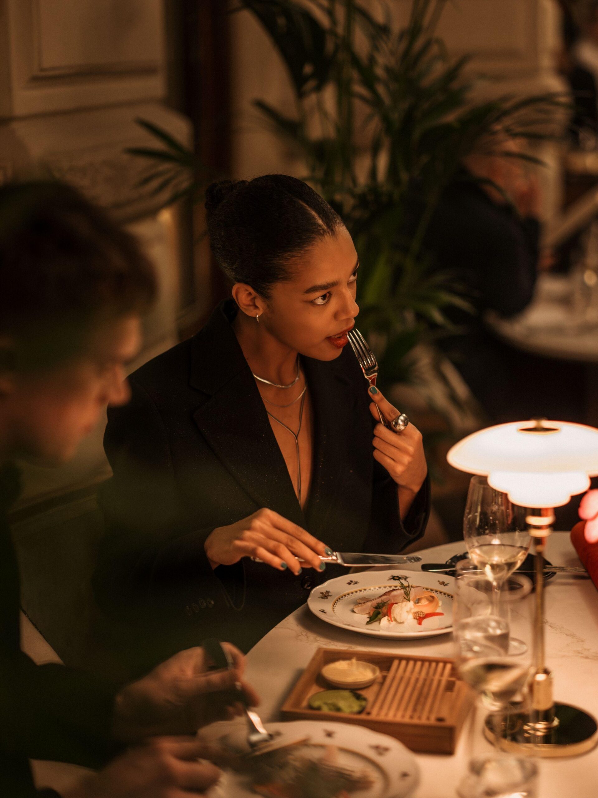 A person by the table.