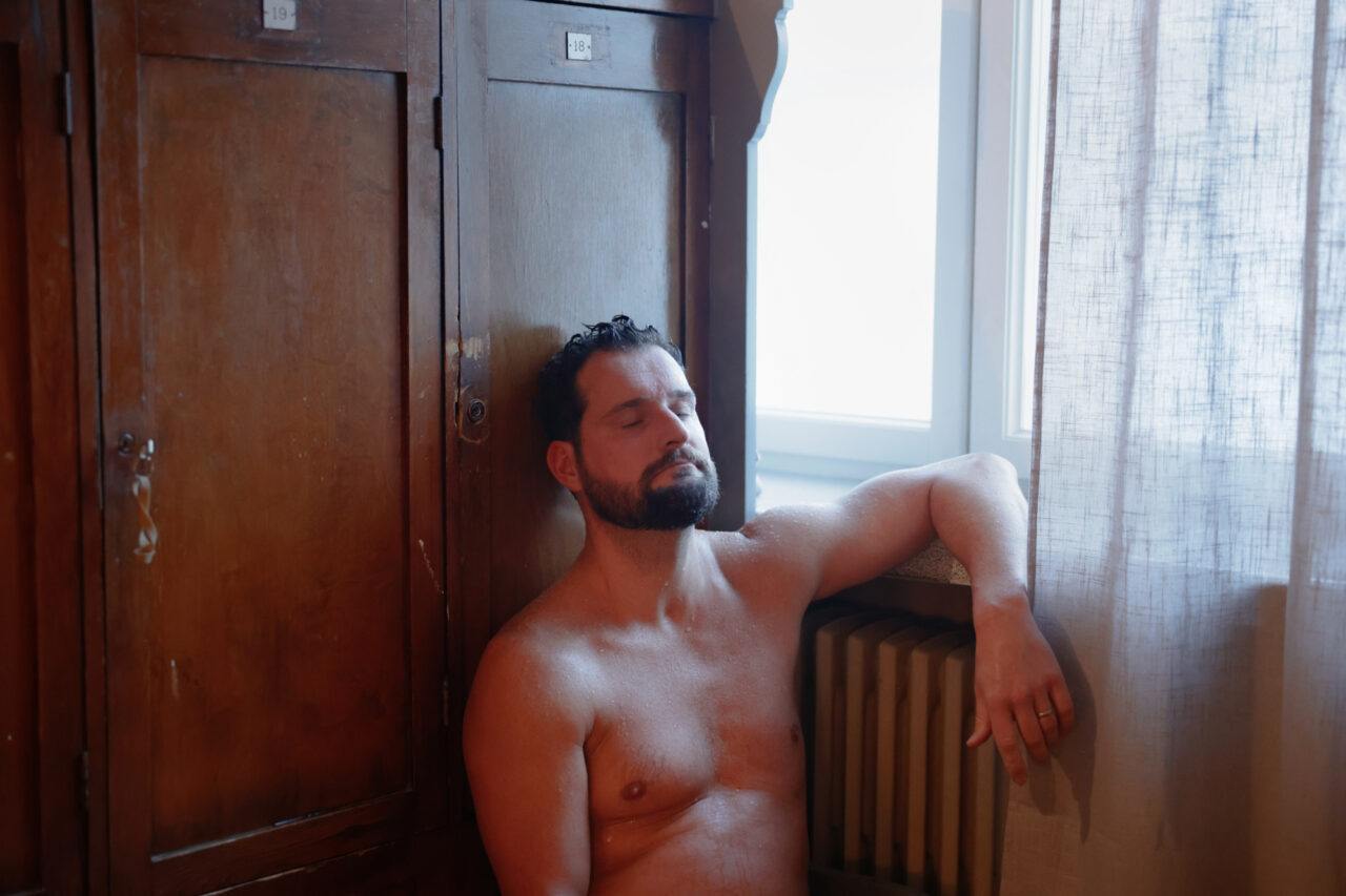 A man relaxing after sauna