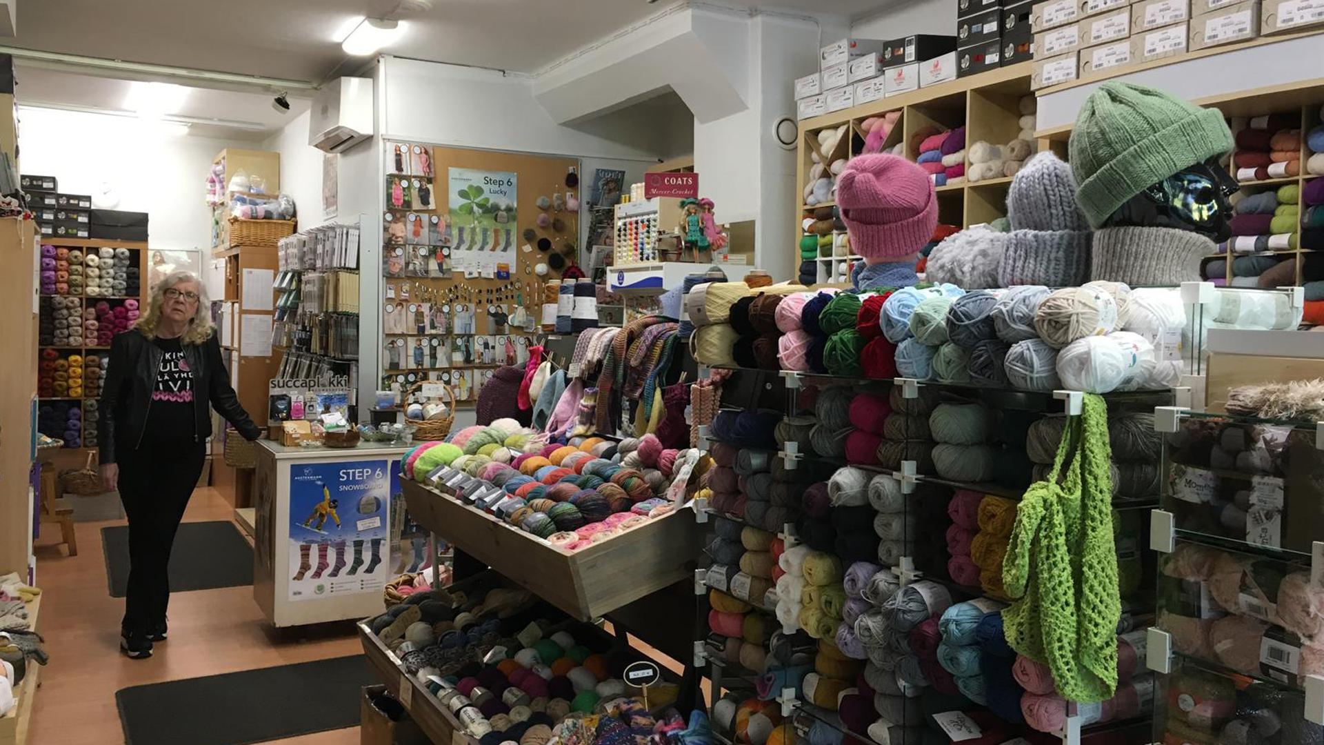 FiinaNeule, the shop photographed from the inside. On the photo, the shop's products can be seen.