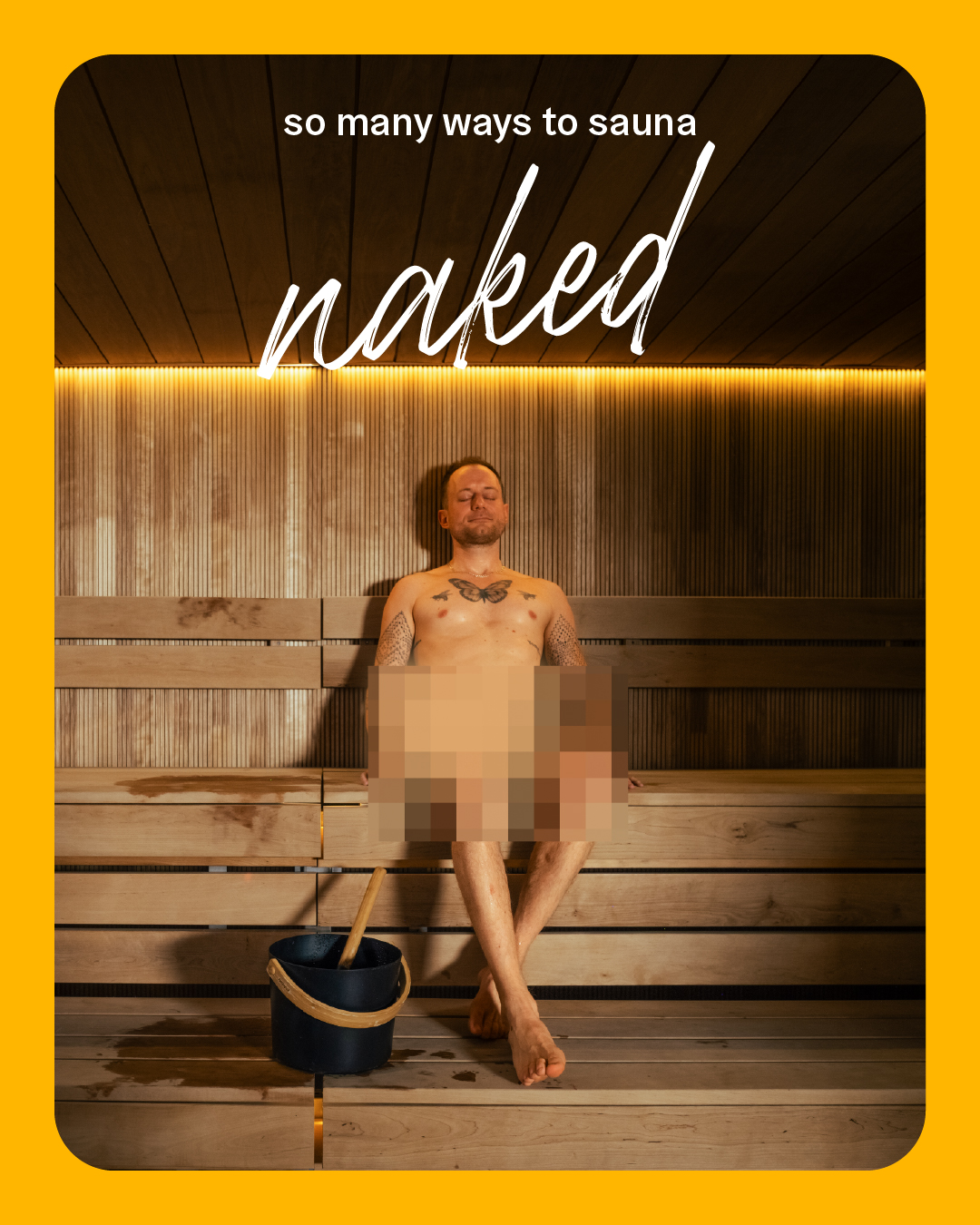 a man sitting in a sauna