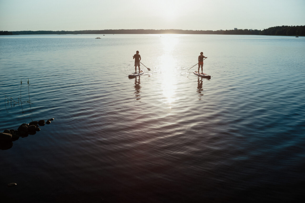 Stand up paddling in the sunset