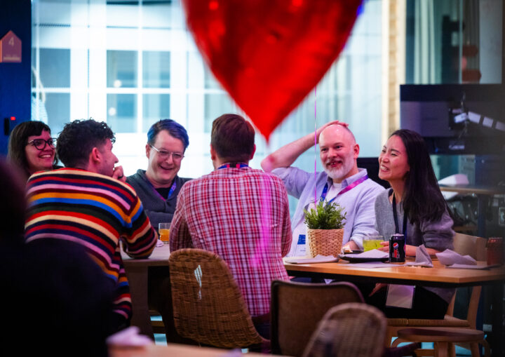Group enjoying a social gathering together.