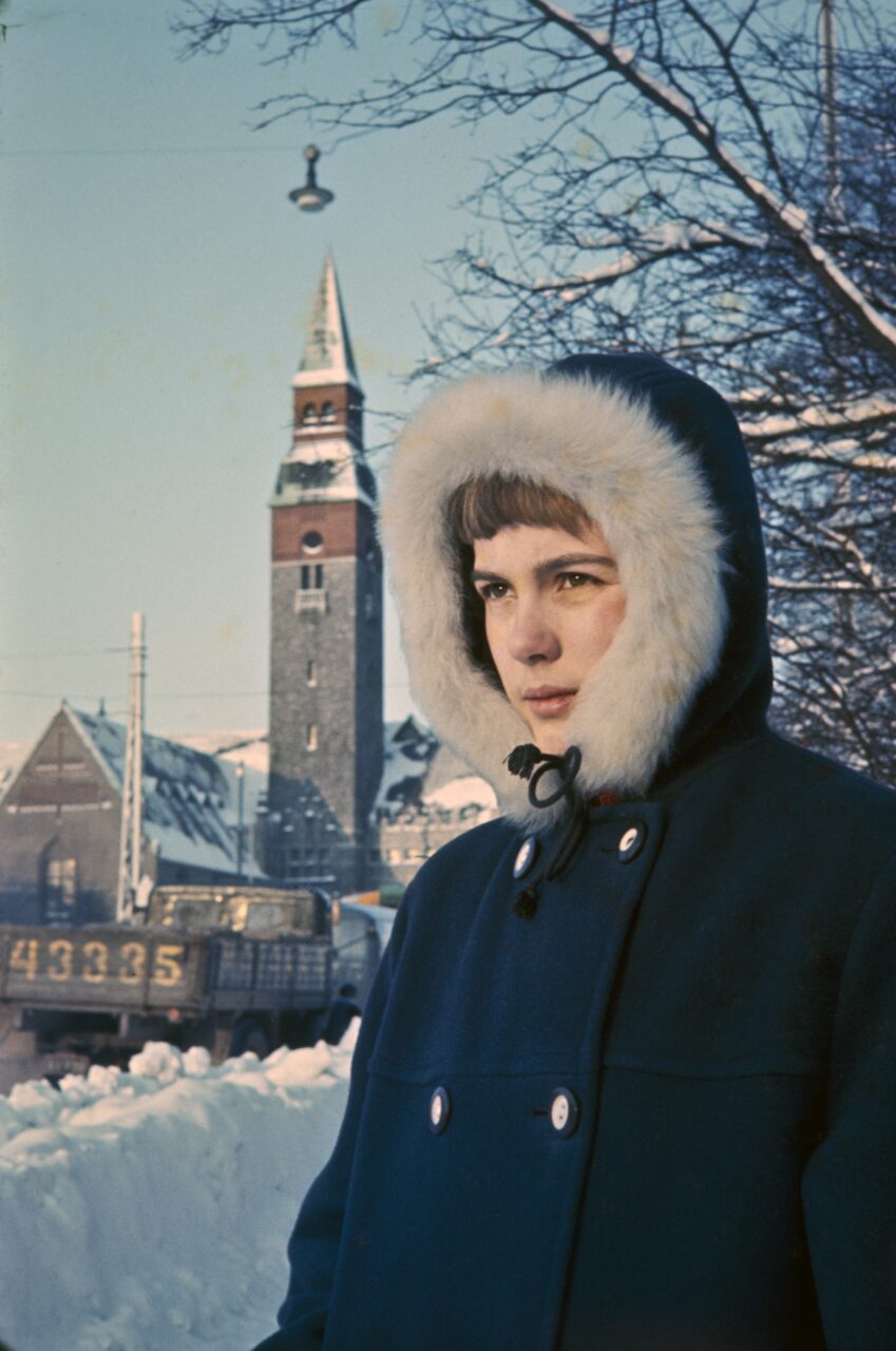 Girl in a fur hat in 1960s Helsinki winter