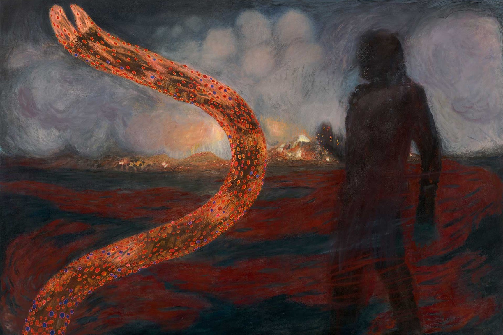 Elina Merenmiehen teos Käärme täynnä huokauksia.