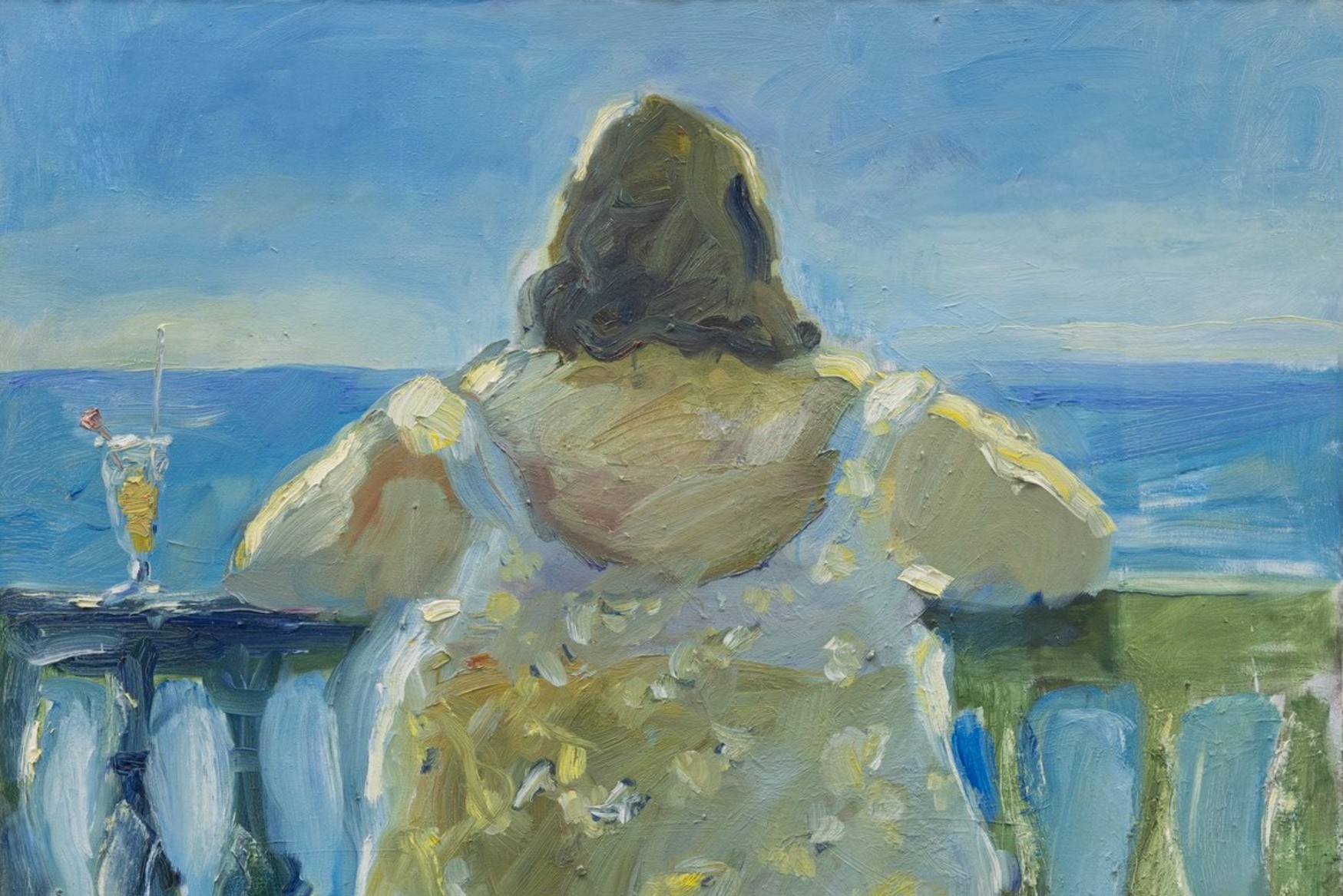 Maalaus naisesta selin