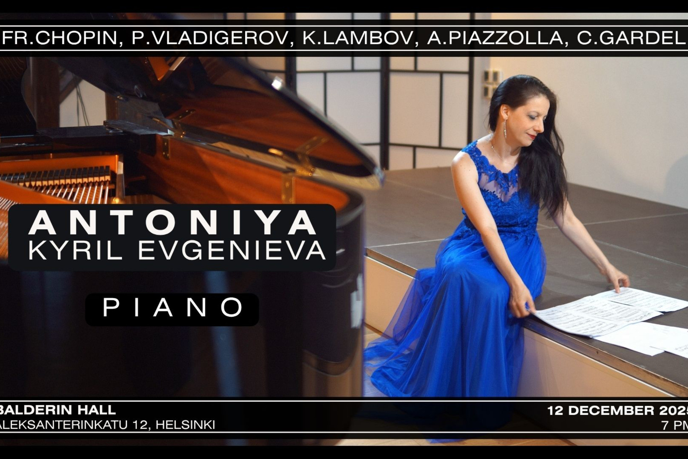 Naispianisti selaa nuotteja flyygelin vierssä.