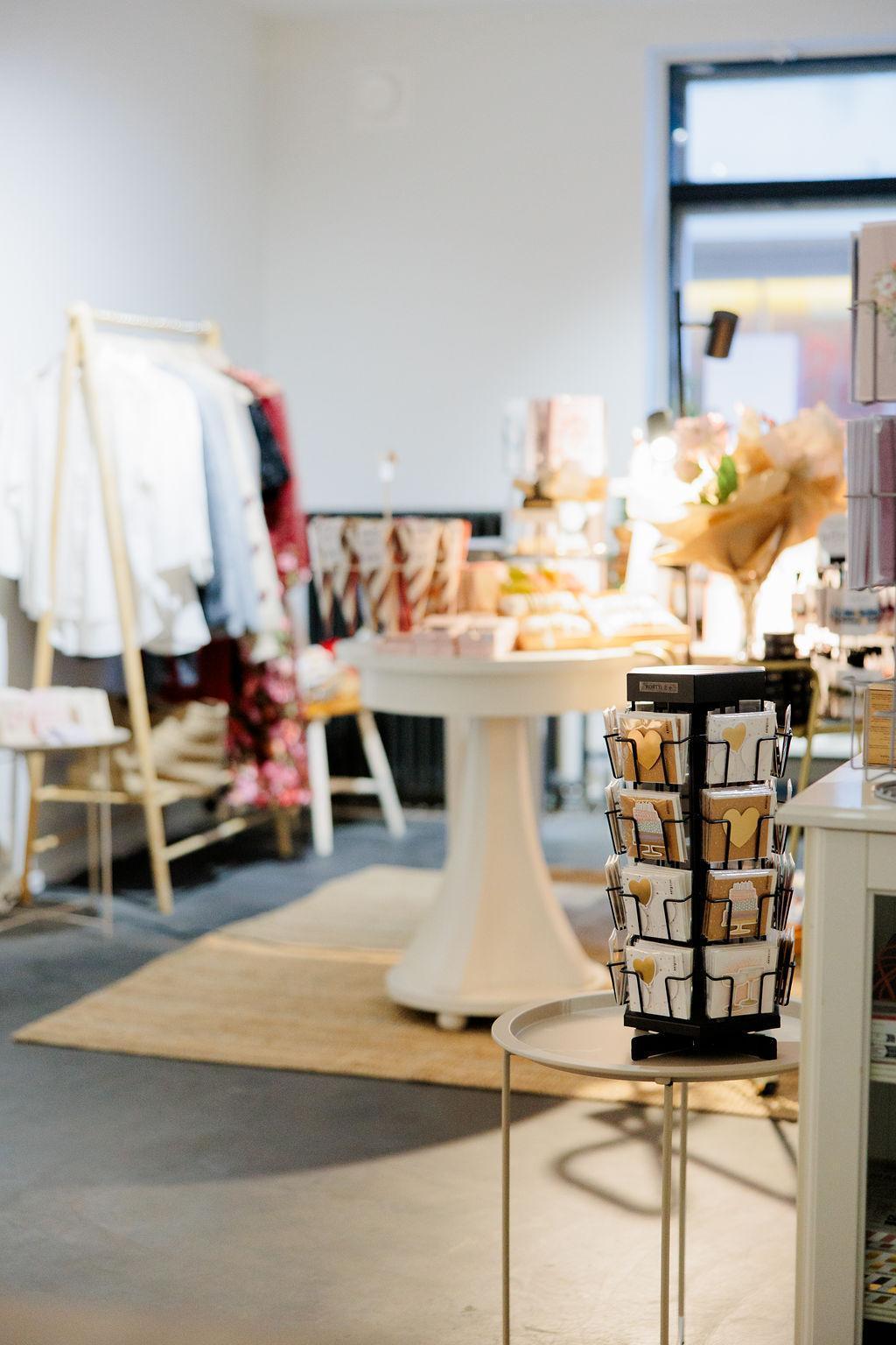 Lilla Butiken, view from the inside. On the photo, the shop's products can be seen.