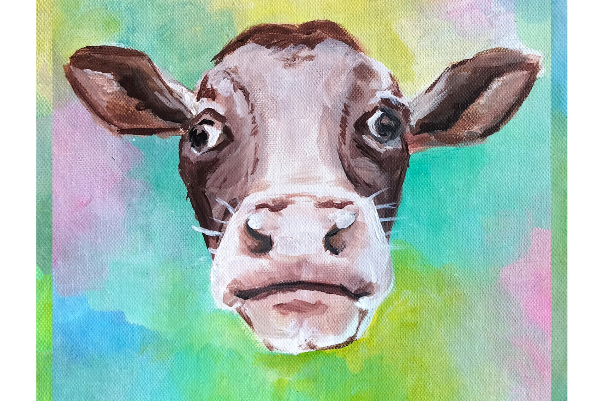A colourful image of a cow, (And then, the Cow) by Paloma Bautista-Sanchez