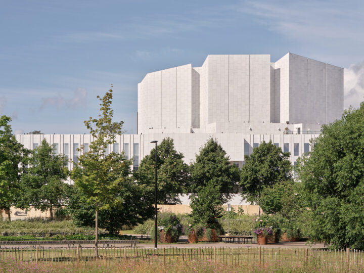 Alvar Aalto Works building Finlandia Hall in Helsinki, Finland.