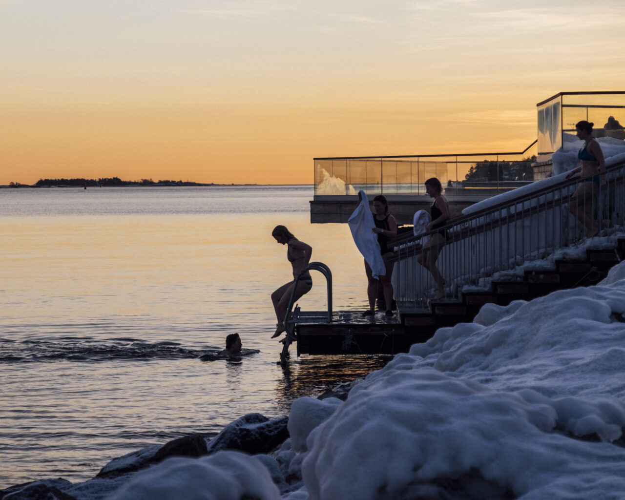 Ice swimming in Löyly sauna